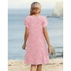 Zeagoo Women’s Casual Dresses with Pockets Summer Floral V-Neck A-Line Tshirt Dress Short Sleeve Mini Dress Beach Sundress(Pink-white)