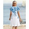 Zeagoo Women’s Casual Dresses with Pockets Summer Floral V-Neck A-Line Tshirt Dress Short Sleeve Mini Dress Beach Sundress(White-blue Flower)