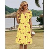 Zeagoo Women’s Casual Dresses with Pockets Summer Floral V-Neck A-Line Tshirt Dress Short Sleeve Mini Dress Beach Sundress(Yellow Floral)