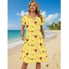 Zeagoo Women’s Casual Dresses with Pockets Summer Floral V-Neck A-Line Tshirt Dress Short Sleeve Mini Dress Beach Sundress(Yellow Floral)