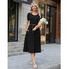 Zeagoo Womens Casual Summer Dress 2026 Petal Short Sleeve Dresses with Pleats Midi A Line Flowy Dress Boho Sundress(A-black)