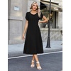 Zeagoo Womens Casual Summer Dress 2026 Petal Short Sleeve Dresses with Pleats Midi A Line Flowy Dress Boho Sundress(A-black)