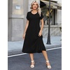 Zeagoo Womens Casual Summer Dress 2026 Petal Short Sleeve Dresses with Pleats Midi A Line Flowy Dress Boho Sundress(A-black)