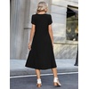 Zeagoo Womens Casual Summer Dress 2026 Petal Short Sleeve Dresses with Pleats Midi A Line Flowy Dress Boho Sundress(A-black)