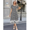 Zeagoo Womens Casual Summer Dress 2026 Petal Short Sleeve Dresses with Pleats Midi A Line Flowy Dress Boho Sundress(Black Floral 03)