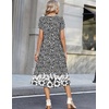 Zeagoo Womens Casual Summer Dress 2026 Petal Short Sleeve Dresses with Pleats Midi A Line Flowy Dress Boho Sundress(Black Floral 03)
