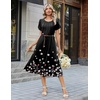 Zeagoo Womens Casual Summer Dress 2026 Petal Short Sleeve Dresses with Pleats Midi A Line Flowy Dress Boho Sundress(Black Floral)