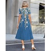 Zeagoo Womens Casual Summer Dress 2026 Petal Short Sleeve Dresses with Pleats Midi A Line Flowy Dress Boho Sundress(Blue Printed 02)