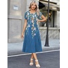 Zeagoo Womens Casual Summer Dress 2026 Petal Short Sleeve Dresses with Pleats Midi A Line Flowy Dress Boho Sundress(Blue Printed 02)