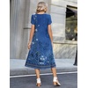 Zeagoo Womens Casual Summer Dress 2026 Petal Short Sleeve Dresses with Pleats Midi A Line Flowy Dress Boho Sundress(Boho Blue Floral)