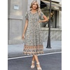Zeagoo Womens Casual Summer Dress 2026 Petal Short Sleeve Dresses with Pleats Midi A Line Flowy Dress Boho Sundress(Boho Floral)