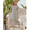 Zeagoo Womens Casual Summer Dress 2026 Petal Short Sleeve Dresses with Pleats Midi A Line Flowy Dress Boho Sundress(Boho Floral)