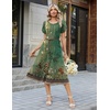 Zeagoo Womens Casual Summer Dress 2026 Petal Short Sleeve Dresses with Pleats Midi A Line Flowy Dress Boho Sundress(Boho Green Floral)