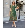 Zeagoo Womens Casual Summer Dress 2026 Petal Short Sleeve Dresses with Pleats Midi A Line Flowy Dress Boho Sundress(Boho Green Floral)