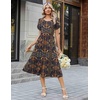 Zeagoo Womens Casual Summer Dress 2026 Petal Short Sleeve Dresses with Pleats Midi A Line Flowy Dress Boho Sundress(Chic Printed)