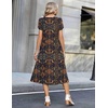 Zeagoo Womens Casual Summer Dress 2026 Petal Short Sleeve Dresses with Pleats Midi A Line Flowy Dress Boho Sundress(Chic Printed)