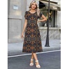 Zeagoo Womens Casual Summer Dress 2026 Petal Short Sleeve Dresses with Pleats Midi A Line Flowy Dress Boho Sundress(Chic Printed)