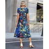 Zeagoo Womens Casual Summer Dress 2026 Petal Short Sleeve Dresses with Pleats Midi A Line Flowy Dress Boho Sundress(Colorful Print)