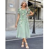 Zeagoo Womens Casual Summer Dress 2026 Petal Short Sleeve Dresses with Pleats Midi A Line Flowy Dress Boho Sundress(Mint Floral)