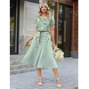 Zeagoo Womens Casual Summer Dress 2026 Petal Short Sleeve Dresses with Pleats Midi A Line Flowy Dress Boho Sundress(Mint Floral)