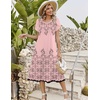 Zeagoo Womens Casual Summer Dress 2026 Petal Short Sleeve Dresses with Pleats Midi A Line Flowy Dress Boho Sundress(Pink Floral)