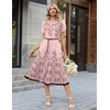 Zeagoo Womens Casual Summer Dress 2026 Petal Short Sleeve Dresses with Pleats Midi A Line Flowy Dress Boho Sundress(Pink Floral)