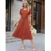 Zeagoo Womens Casual Summer Dress 2026 Petal Short Sleeve Dresses with Pleats Midi A Line Flowy Dress Boho Sundress(Red Dot)