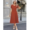 Zeagoo Womens Casual Summer Dress 2026 Petal Short Sleeve Dresses with Pleats Midi A Line Flowy Dress Boho Sundress(Red Dot)