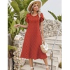 Zeagoo Womens Casual Summer Dress 2026 Petal Short Sleeve Dresses with Pleats Midi A Line Flowy Dress Boho Sundress(Red Dot)