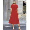 Zeagoo Womens Casual Summer Dress 2026 Petal Short Sleeve Dresses with Pleats Midi A Line Flowy Dress Boho Sundress(Red Dot)