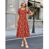 Zeagoo Womens Casual Summer Dress 2026 Petal Short Sleeve Dresses with Pleats Midi A Line Flowy Dress Boho Sundress(Red Floral)