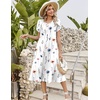 Zeagoo Womens Casual Summer Dress 2026 Petal Short Sleeve Dresses with Pleats Midi A Line Flowy Dress Boho Sundress(White Floral)