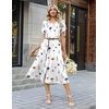 Zeagoo Womens Casual Summer Dress 2026 Petal Short Sleeve Dresses with Pleats Midi A Line Flowy Dress Boho Sundress(White Floral)