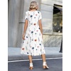Zeagoo Womens Casual Summer Dress 2026 Petal Short Sleeve Dresses with Pleats Midi A Line Flowy Dress Boho Sundress(White Floral)