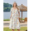 Zeagoo Womens Casual Summer Dress 2026 Short Sleeve Dresses Pleats Midi A Line Flowy Dress Boho Beach Sundress with Pockets(A01-white Floral)