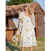 Zeagoo Womens Casual Summer Dress 2026 Short Sleeve Dresses Pleats Midi A Line Flowy Dress Boho Beach Sundress with Pockets(A01-white Floral)