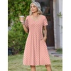 Zeagoo Womens Casual Summer Dress 2026 Short Sleeve Dresses Pleats Midi A Line Flowy Dress Boho Beach Sundress with Pockets(A02-pink Dot)