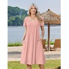 Zeagoo Womens Casual Summer Dress 2026 Short Sleeve Dresses Pleats Midi A Line Flowy Dress Boho Beach Sundress with Pockets(A02-pink Dot)