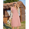 Zeagoo Womens Casual Summer Dress 2026 Short Sleeve Dresses Pleats Midi A Line Flowy Dress Boho Beach Sundress with Pockets(A02-pink Dot)