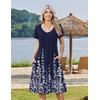 Zeagoo Womens Casual Summer Dress 2026 Short Sleeve Dresses Pleats Midi A Line Flowy Dress Boho Beach Sundress with Pockets(A03-flower Blue)