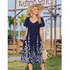 Zeagoo Womens Casual Summer Dress 2026 Short Sleeve Dresses Pleats Midi A Line Flowy Dress Boho Beach Sundress with Pockets(A03-flower Blue)