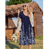 Zeagoo Womens Casual Summer Dress 2026 Short Sleeve Dresses Pleats Midi A Line Flowy Dress Boho Beach Sundress with Pockets(A03-flower Blue)