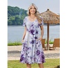 Zeagoo Womens Casual Summer Dress 2026 Short Sleeve Dresses Pleats Midi A Line Flowy Dress Boho Beach Sundress with Pockets(A04-purple White)