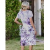Zeagoo Womens Casual Summer Dress 2026 Short Sleeve Dresses Pleats Midi A Line Flowy Dress Boho Beach Sundress with Pockets(A04-purple White)