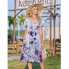 Zeagoo Womens Casual Summer Dress 2026 Short Sleeve Dresses Pleats Midi A Line Flowy Dress Boho Beach Sundress with Pockets(A04-purple White)