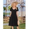 Zeagoo Womens Casual Summer Dress 2026 Short Sleeve Dresses Pleats Midi A Line Flowy Dress Boho Beach Sundress with Pockets(Black)