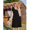 Zeagoo Womens Casual Summer Dress 2026 Short Sleeve Dresses Pleats Midi A Line Flowy Dress Boho Beach Sundress with Pockets(Black)