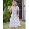 Zeagoo Womens Casual Summer Dress 2026 Short Sleeve Dresses Pleats Midi A Line Flowy Dress Boho Beach Sundress with Pockets(Blue Floral)