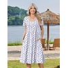 Zeagoo Womens Casual Summer Dress 2026 Short Sleeve Dresses Pleats Midi A Line Flowy Dress Boho Beach Sundress with Pockets(Blue Floral)