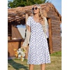 Zeagoo Womens Casual Summer Dress 2026 Short Sleeve Dresses Pleats Midi A Line Flowy Dress Boho Beach Sundress with Pockets(Blue Floral)